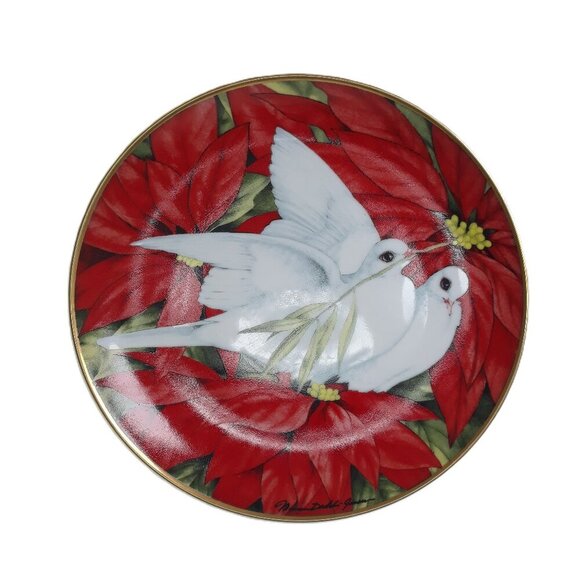 Franklin Mint American Lung Society Christmas Dove Fine Porcelain Plate Holiday - Picture 1 of 6